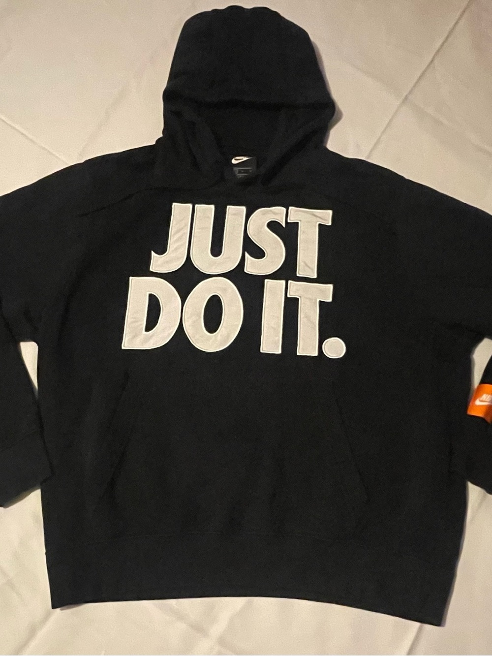 Nike Black Hoodie with White "JUST DO IT." Front Text